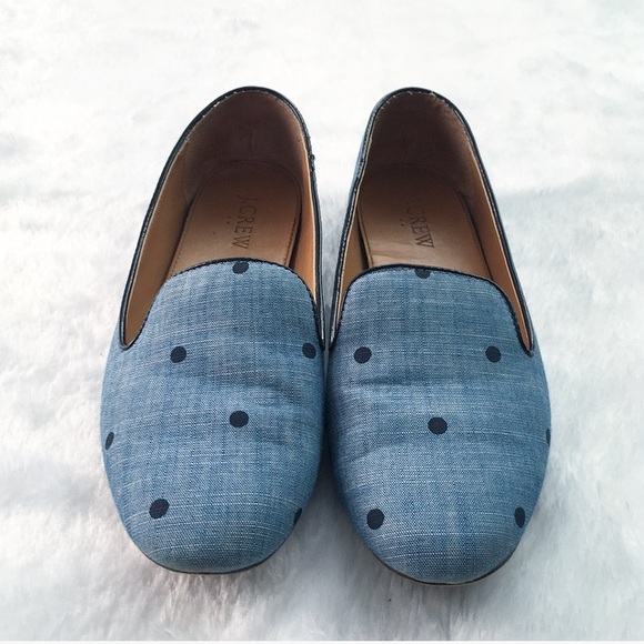 Like New Blue Polka Dot J. Crew Loafers - Picture 2 of 6